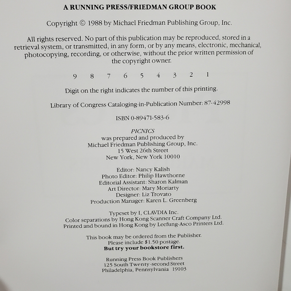 Picnics Book A Running Press Friedman Publishing Group Marilyn Myers NWT Vintage - Picture 5 of 12